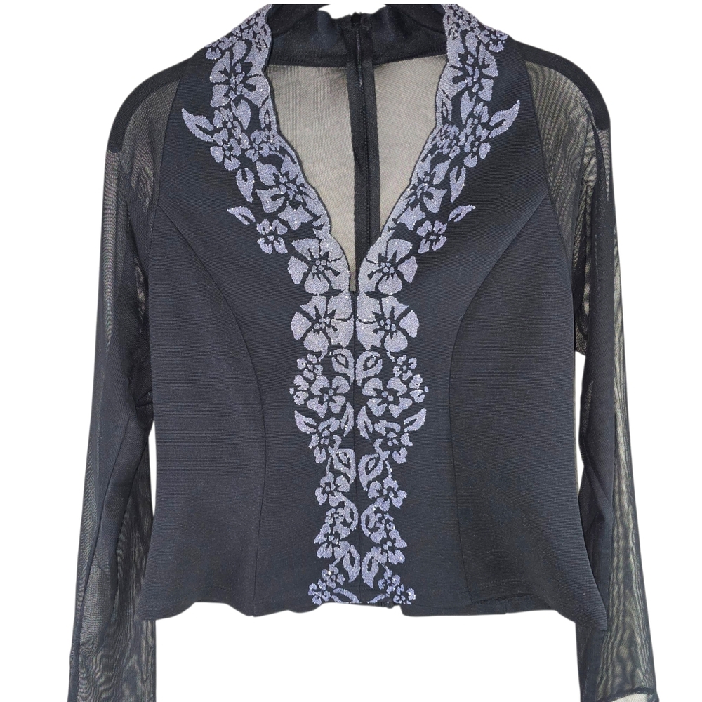 Dressbarn Sheer Mesh Floral Blouse In 10P NWT